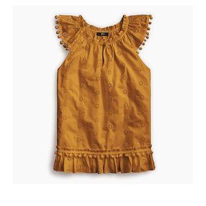 NWT J. Crew Eyelet pom-pom top in cotton poplin